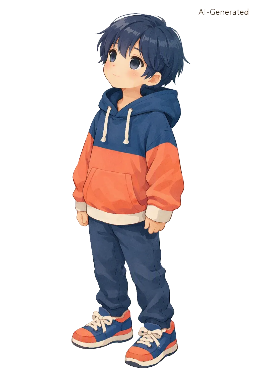 Illustration of a child in a hoodie, standing and looking ahead